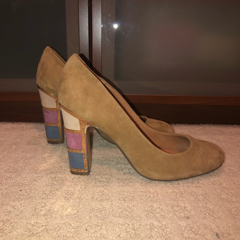 Suede heels with fun heel!